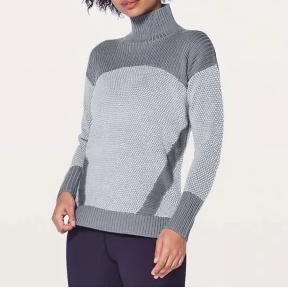 lululemon athletica Sweaters - Lululemon Logo Warm & Restore Merino Wool Turtleneck Tunic Knit Sweater Women 10
